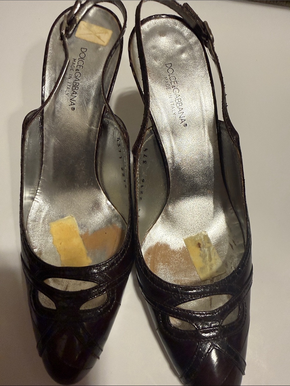 Dolce & Gabbana burgandy eel ski. Leather Slingback Heels - Picture 3 of 7